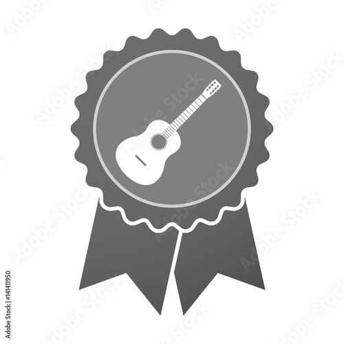 Isolated badge with  a six string acoustic guitar