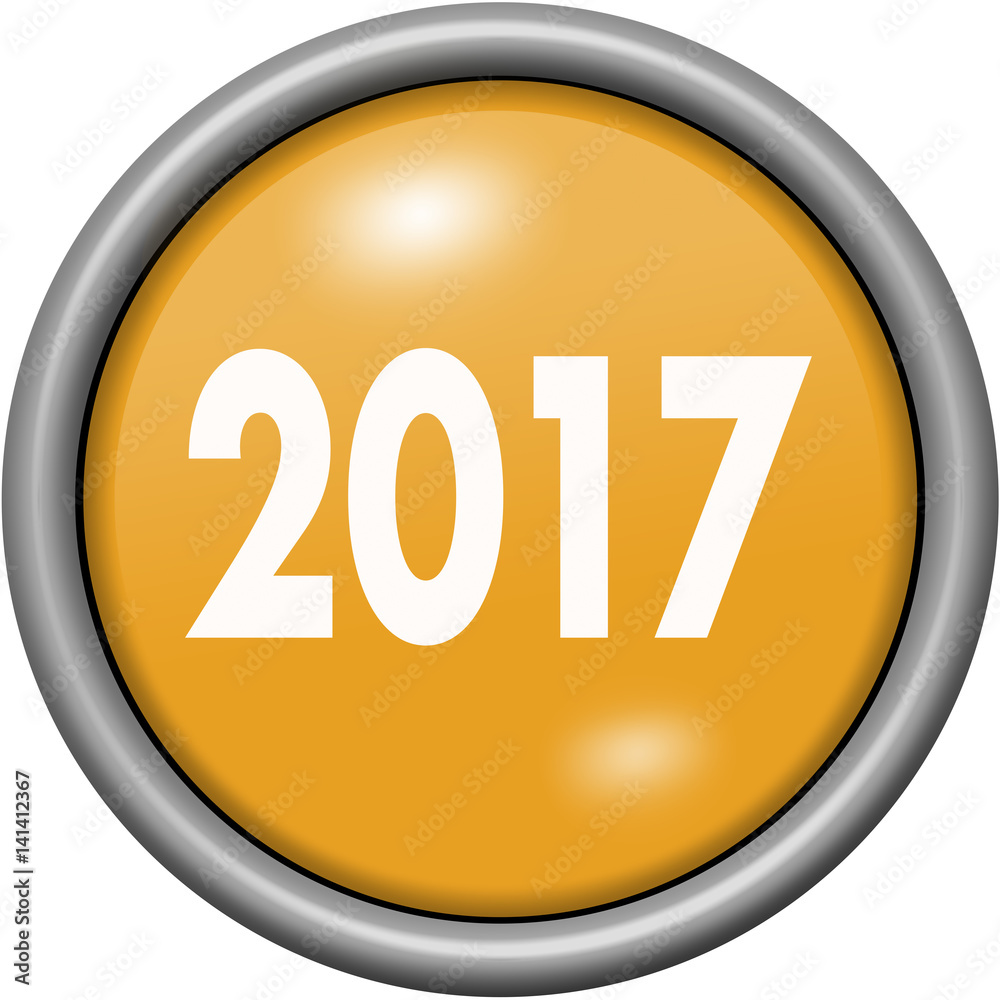 Orange design year 2017 in round 3D button Orange design year 2017 in round 3D button