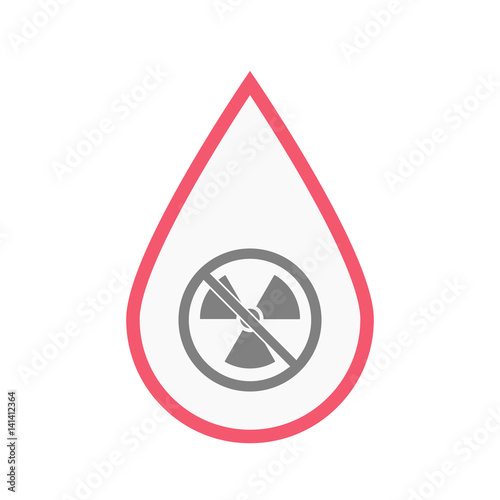 Isolated blood drop with  a radioactivity sign  in a not allowed signal