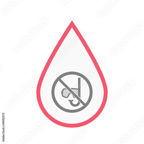 Isolated blood drop with  a diving glasses and a snorkel  in a not allowed signal