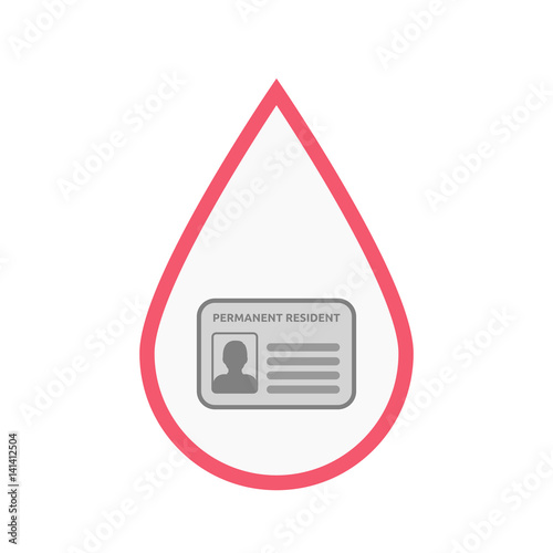 Isolated blood drop with  a green card