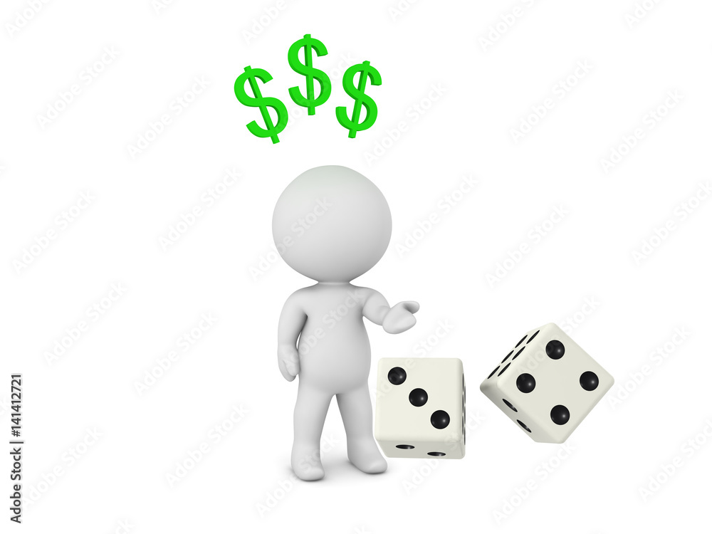 Φωτογραφία 3D Character throwing a pair of dices