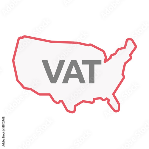 Isolated USA map with  the value added tax acronym VAT