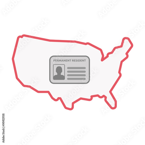 Isolated USA map with  a green card