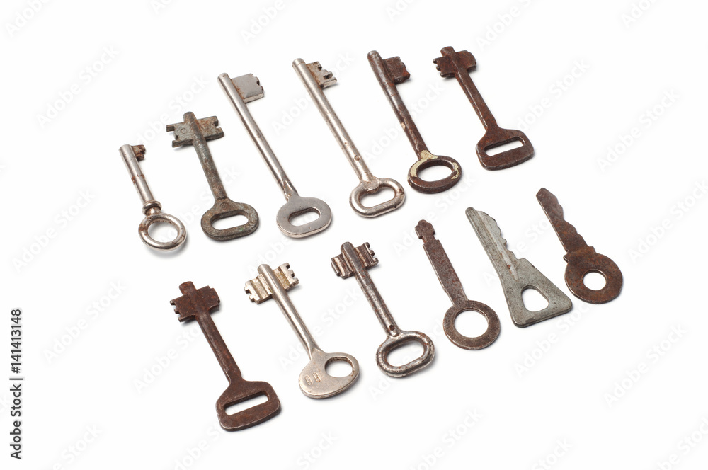 Keys of locks on a white background Keys of locks on a white background