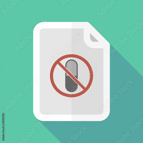 Long shadow document with  a pill  in a not allowed signal