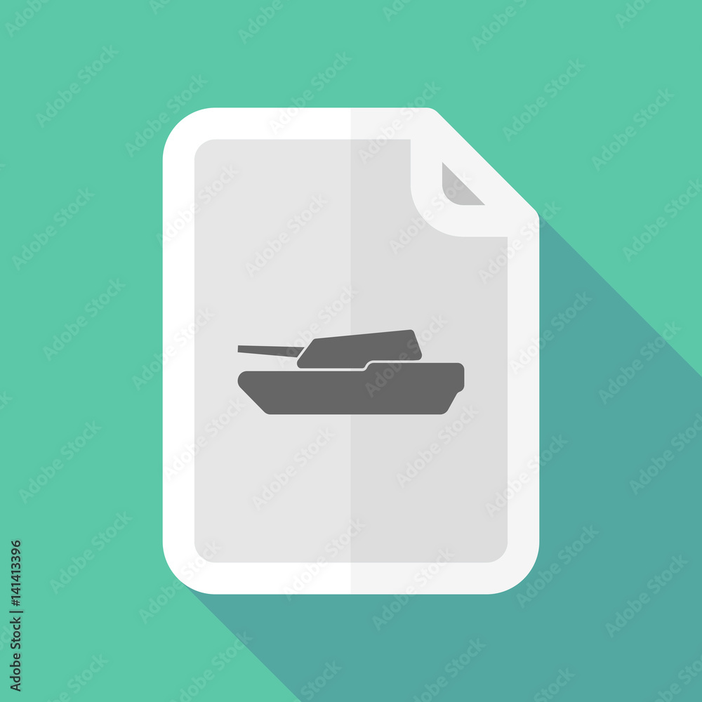 Long shadow document with a combat tank Long shadow document with a combat tank