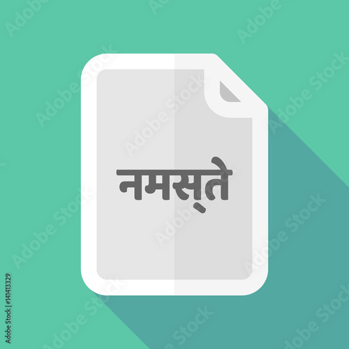 Long shadow document with the text Hello in the hindi language