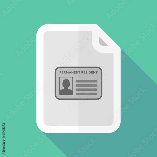 Long shadow document with  a green card