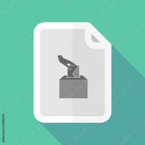 Long shadow document with  a hand inserting an envelope in a ballot box