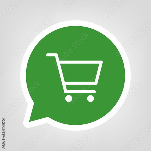 Grüne Sprechblase - Einkaufswagen - Shopping
