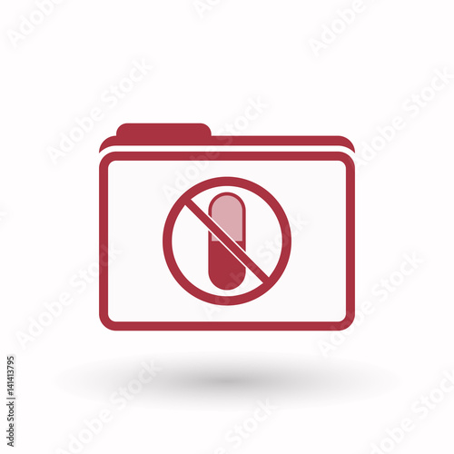 Isolated folder with  a pill  in a not allowed signal