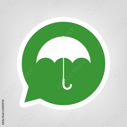 Grüne Sprechblase - Regenschirm - Sicherheit