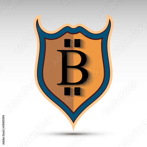 Shield with bit coin symbol