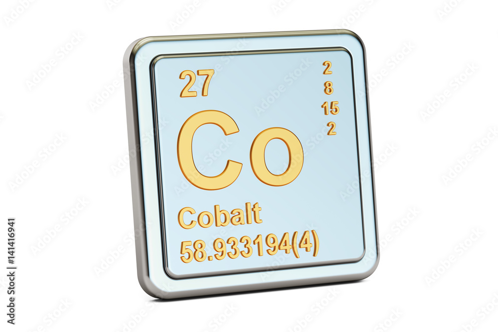 Cobalt Co, chemical element sign. 3D rendering Cobalt Co, chemical element sign. 3D rendering