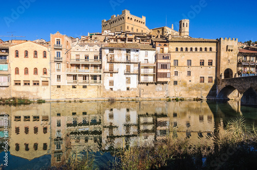 Reflection in the river in Valderrobres, Spain