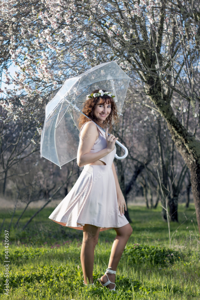 woman with transparent umbrella