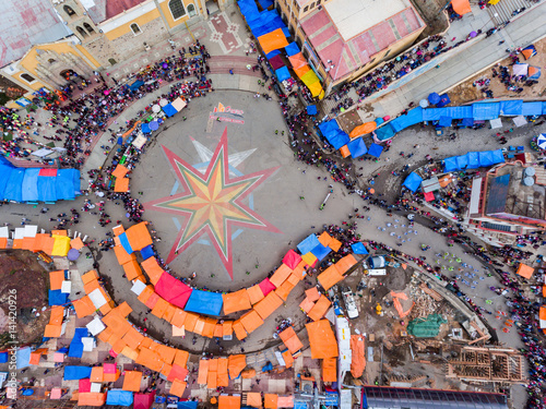 Aerial view of the Carnival in Oruro, Bolivia photo
