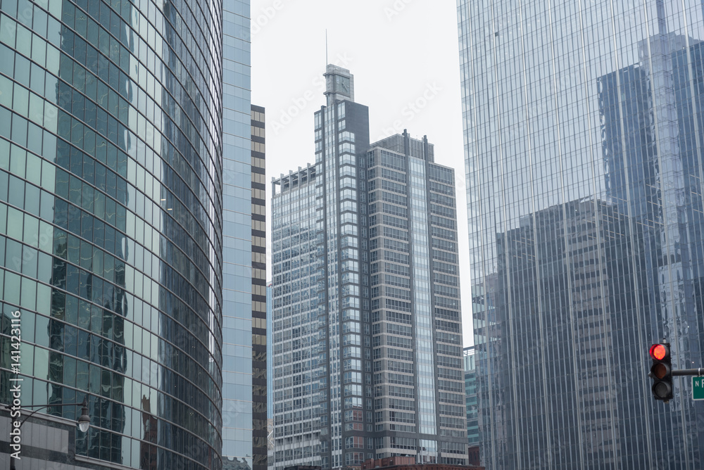 Imposing many-storeyed building locating opposite each other