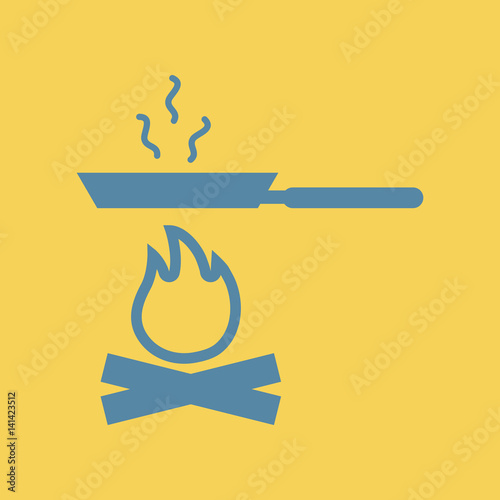 flat icon Pan with fire