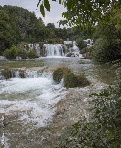Waterfall at Krka National Park  Croatia. river Krka, Central Dalmatia, Šibenik-Knin county, Miljevci area, Šibenik photo
