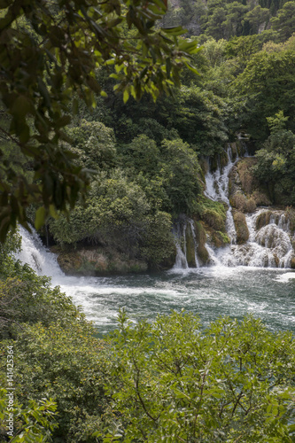 Waterfall at Krka National Park  Croatia. river Krka, Central Dalmatia, Šibenik-Knin county, Miljevci area, Šibenik