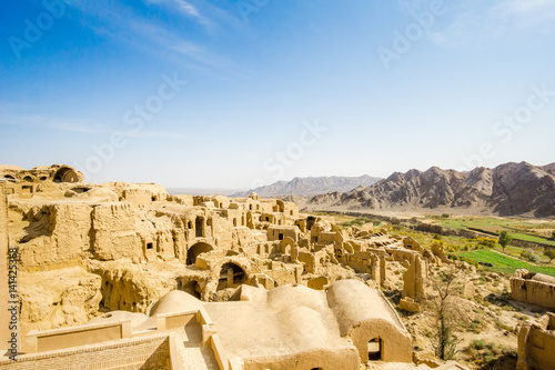 Panoramic view over ghost town of kharanaq by Yazd photo