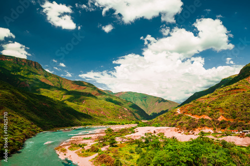view on gorge in Chicamocha national park in Colombia photo