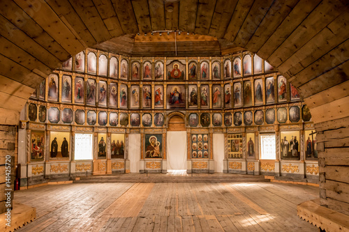 Church of Elijah the Prophet, the village of Tsypino, Kirillovsky district, Vologda region. Russia. Central part of the iconostasis.  photo