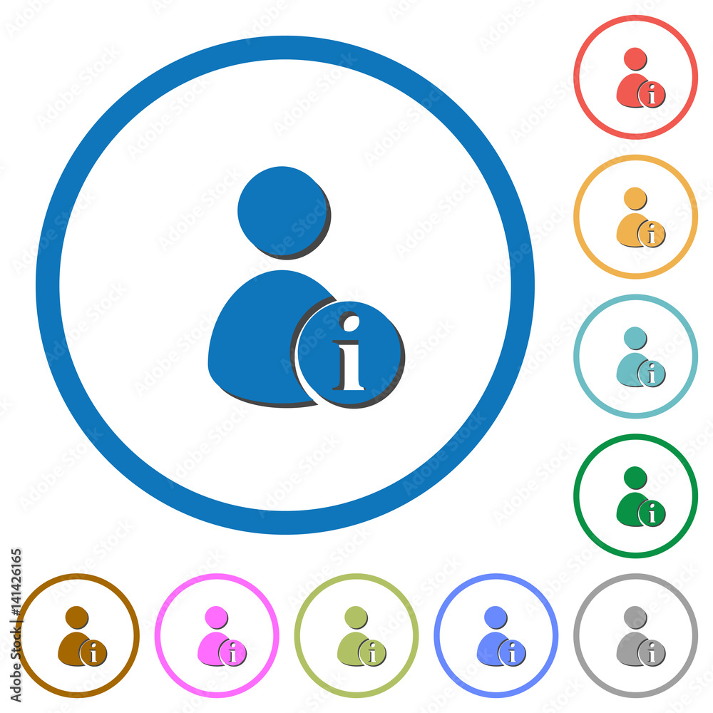 User account information icons with shadows and outlines User account information icons with shadows and outlines