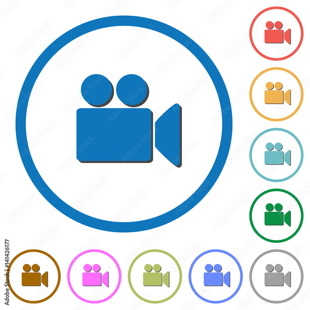 Video camera icons with shadows and outlines Video camera icons with shadows and outlines