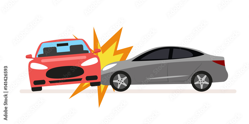 Collision of cars. Car crash involving two cars. A drunk or ...
