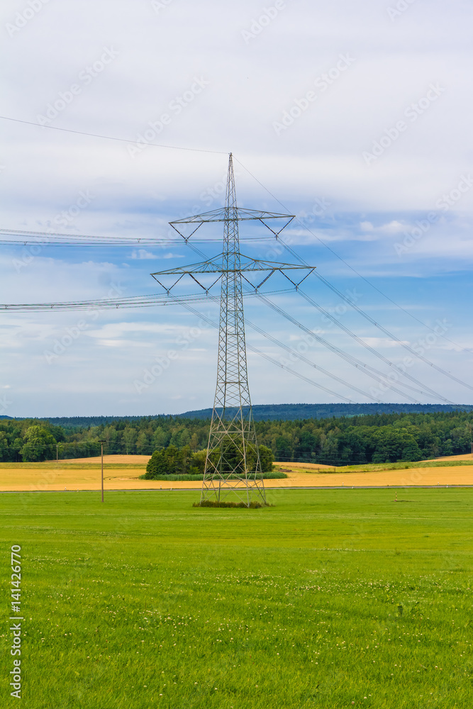 Electricity pylon with power cables