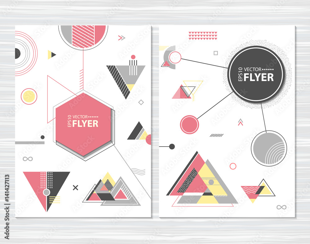 Retro flyer, chaotic geometric shapes. Colorful hipster background Retro flyer, chaotic geometric shapes. Colorful hipster background