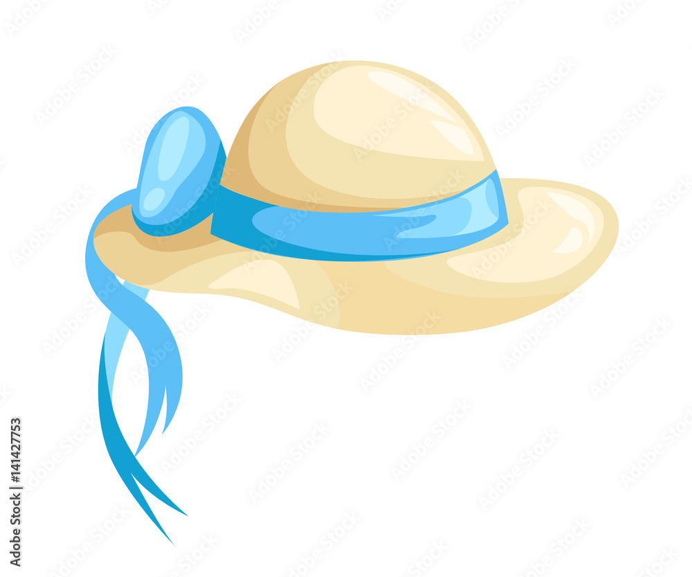 Cartoon women summer hat Flat design style vector illustration. Stock ...