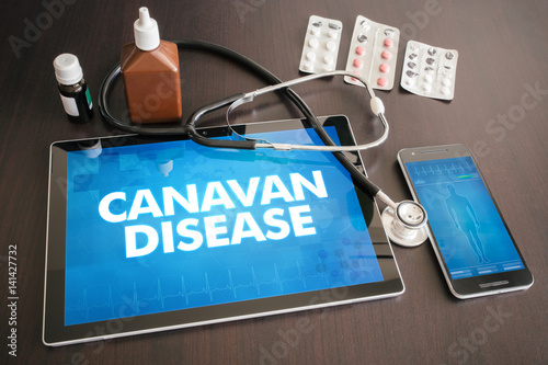 Canavan disease (neurological disorder) diagnosis medical concept on tablet screen with stethoscope photo