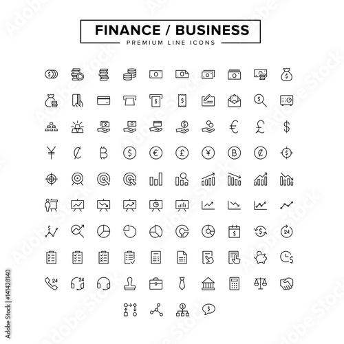 Finance Bisiness  Line Icon Set