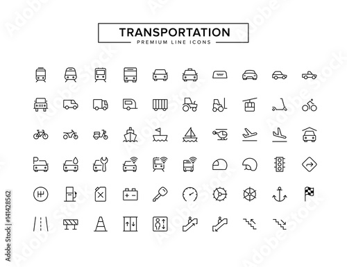 Transportation outline icon set photo
