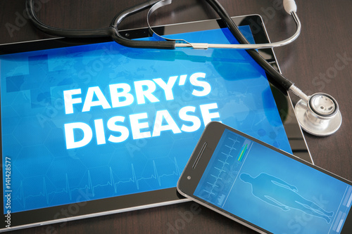 Fabry's disease (neurological disorder) diagnosis medical concept on tablet screen with stethoscope photo