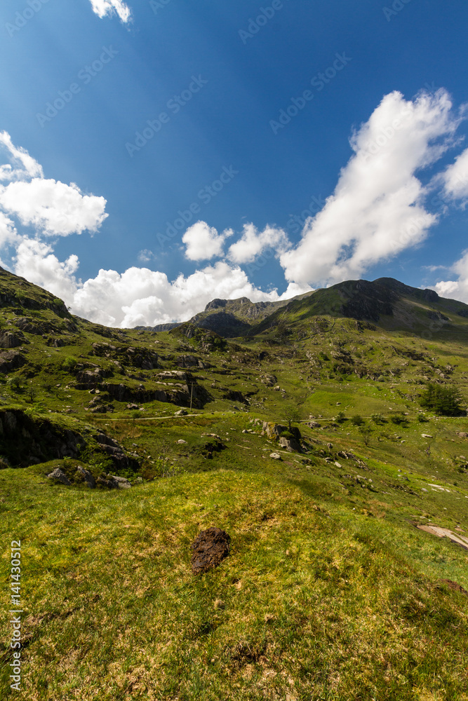 Fototapeta premium Y Garn mountain and hills from Idwal Cottage.