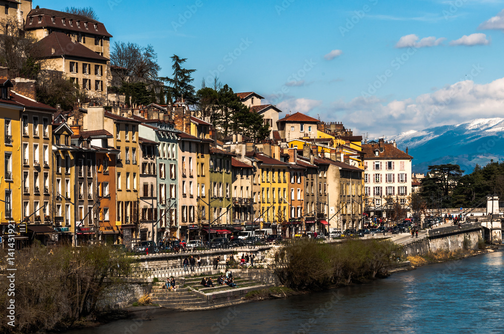 The Saint Lorent district and the Isere river in Grenoble