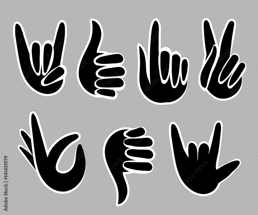 Hand icon set Flat design style vector illustration. Hand icon set Flat design style vector illustration.