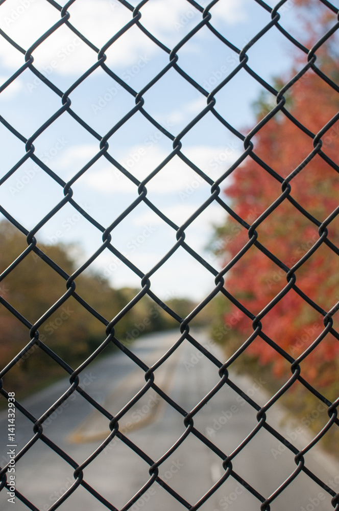 Chain Link Fence Overlooking a Park Chain Link Fence Overlooking a Park