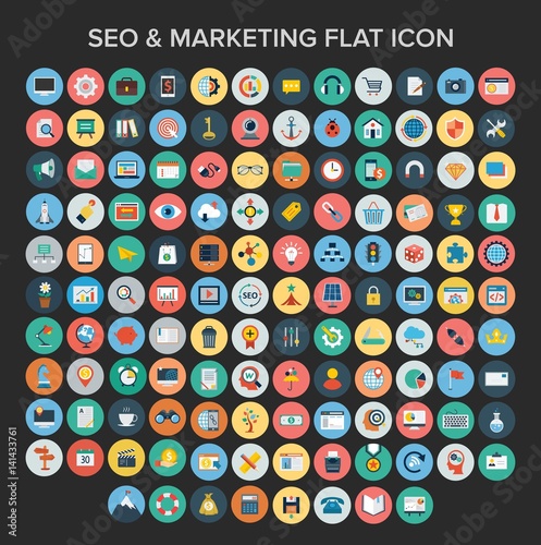 SEO and marketing Flat icon Set