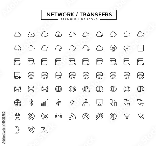 Network Transfers Line Icon Set