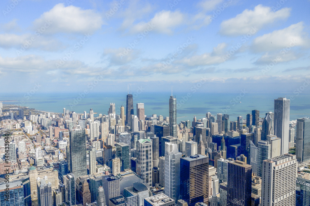 panoramic view of the city of Chicago in Illinois United States in autumn