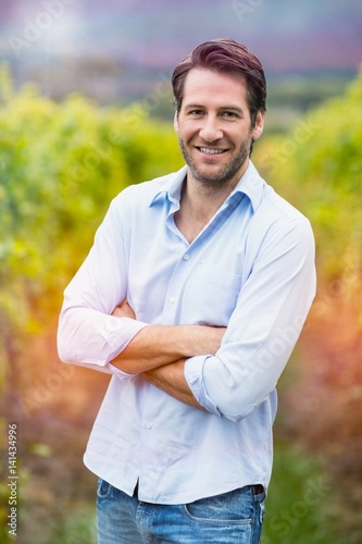 Portrait of a man with vine background