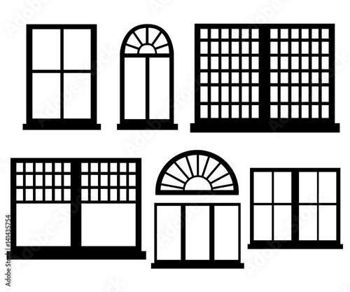 Window icon set Flat design style vector illustration.