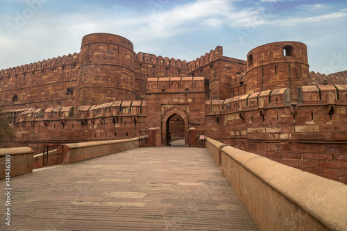 Agra Fort - A UNESCO World Heritage site in the city of Agra India. This historical fort is a mark of Mughal Indian architecture which housed the Mughal dynasty till the year 1638. photo