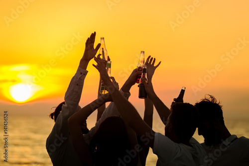 Friends Beach Party Drinks Toast Celebration Concept